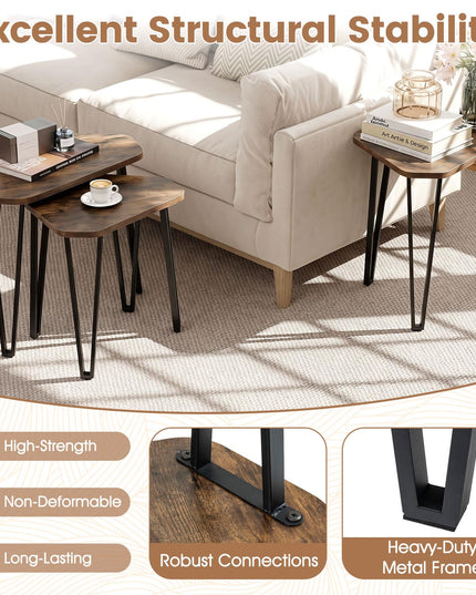 Giantex Nesting Coffee Tables Set of 3 for Living Room & Apartment