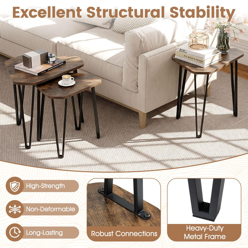 Giantex Nesting Coffee Tables Set of 3 for Living Room & Apartment