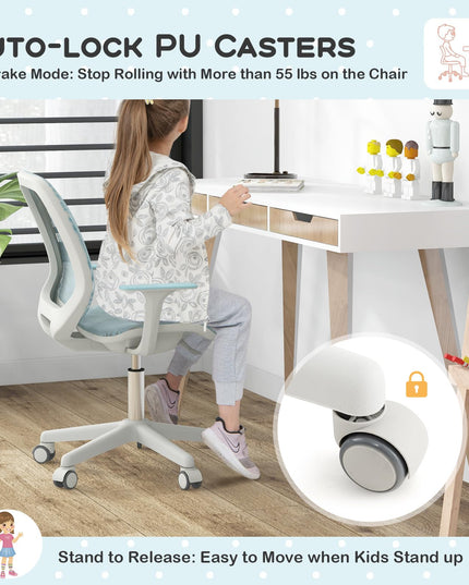 Giantex Kids Desk Chair, Children Armrest Computer Chair with Sit-Lock Wheels