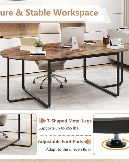 Giantex 95" Conference Table Large Oval Meeting Table for 10-12 People