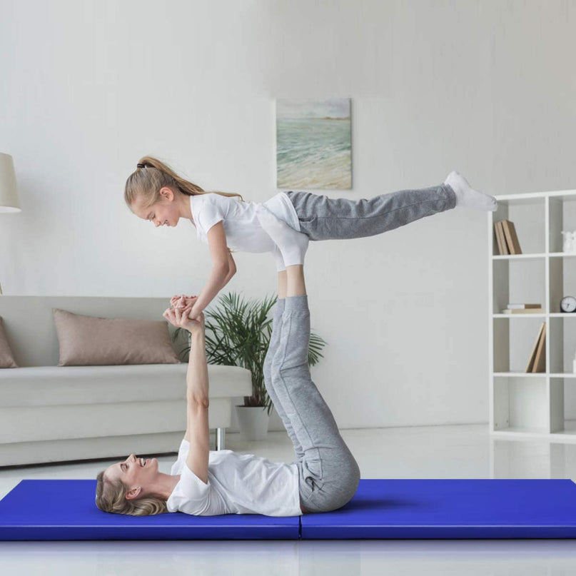 Giantex 6'x 2' Folding Gymnastics Mat, Exercise Mat w/ Carrying Handles, Small Size