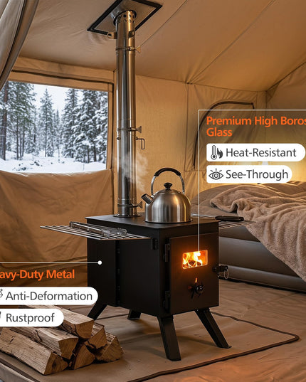 GIANTEX Hot Tent Stove | 8.4 ft Wood Burning Stove with Ash Tray