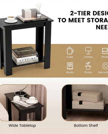 Giantex Narrow End Table | 2-Tier Side Table with Open Storage Shelf (1/2)