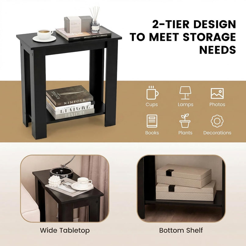 Giantex Narrow End Table | 2-Tier Side Table with Open Storage Shelf (1/2)