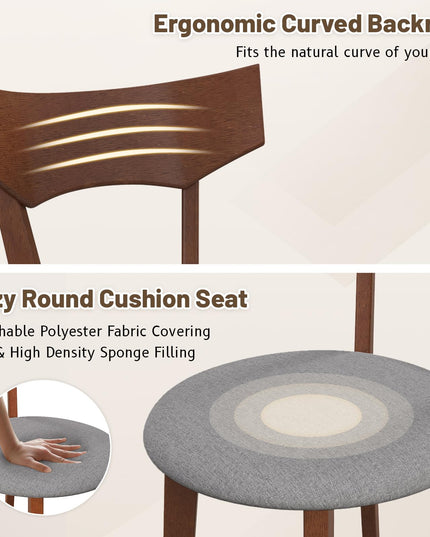 Giantex Wooden Dining Chairs, Solid Wood Kitchen Chairs w/Curved Back & Cushioned Seat