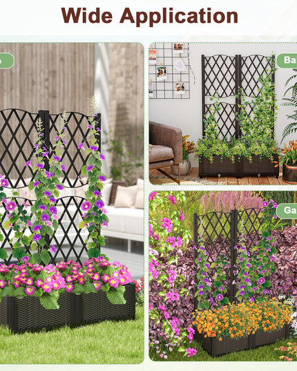 Giantex 2 Pack Raised Garden Beds with Trellis (32”Lx16”Wx48”H)
