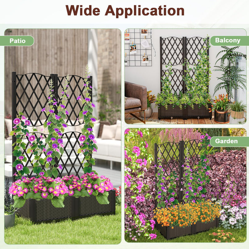 Lot de 2 jardinières surélevées Giantex avec treillis (32”L x 16”l x 48”H)