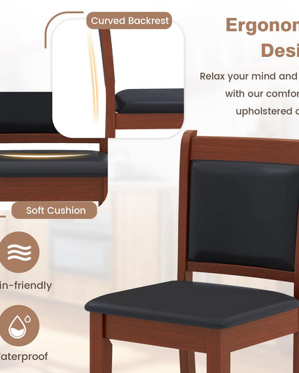 Giantex 24.5" Bar Stools Set of 2, Upholstered Counter Height Bar Stools w/Faux Leather Cushion & Footrest