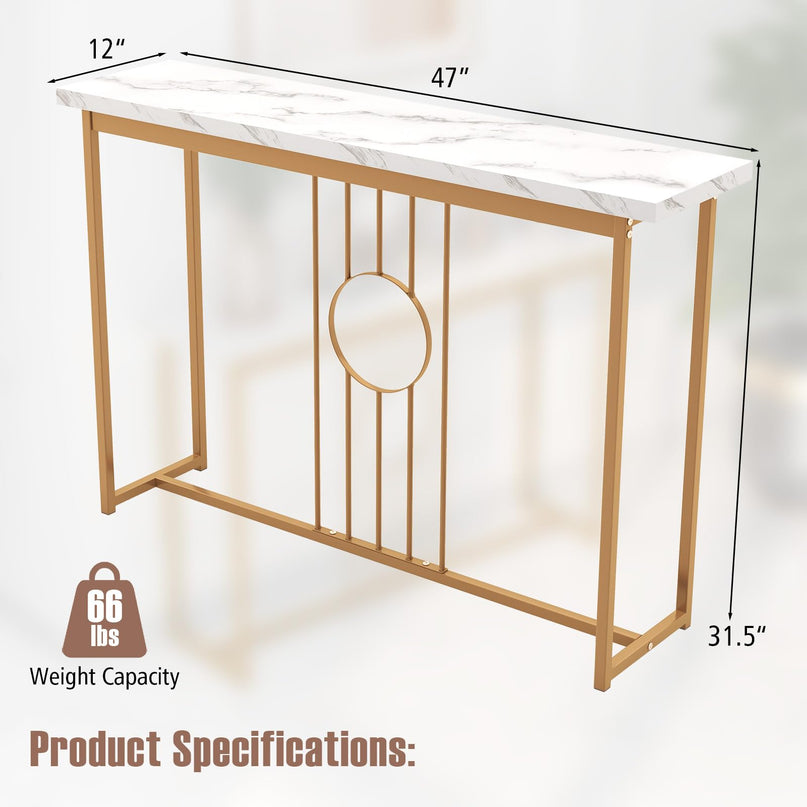 Giantex 47" Entryway Console Table - Faux Marble Console Table