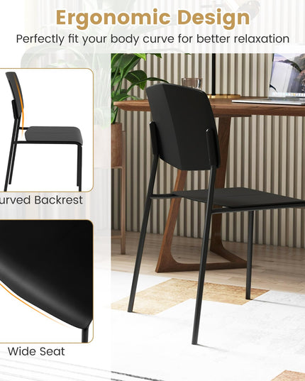 Giantex Stackable Dining Chairs Set, Modern Kitchen Chairs w/Metal Legs & Curved Back, Load up to 350 LBS