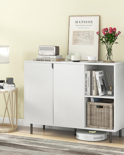 Giantex Buffet Cabinet with Storage, Wooden Sideboard with 2-Door Cabinet, 2 Cubes