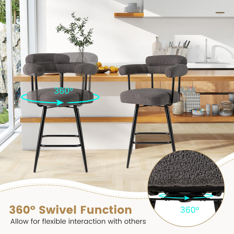 Giantex Swivel Bar Stools Set of 2/4 with Metal Legs & Footrest for Kitchen Island