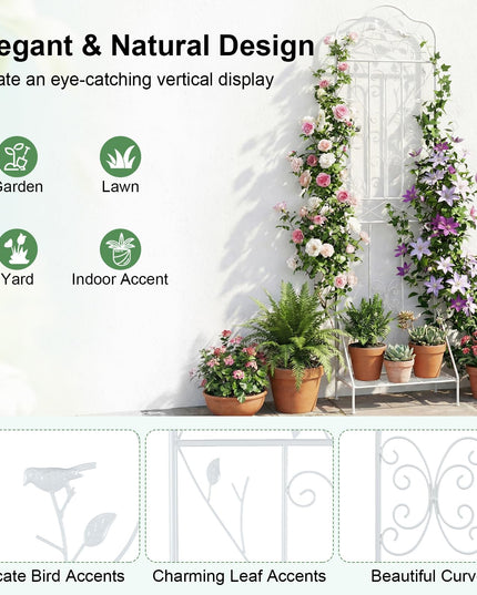 Giantex Metal Garden Trellis for Climbing Plants with Foldable Bottom Shelf (1/2)