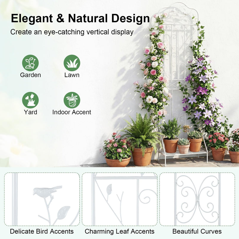Giantex Metal Garden Trellis for Climbing Plants with Foldable Bottom Shelf (1/2)