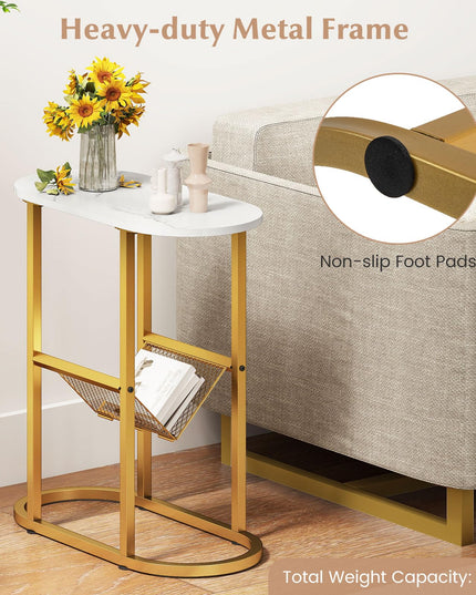 Giantex Oval Narrow Side Table Set of 2 Small End Table