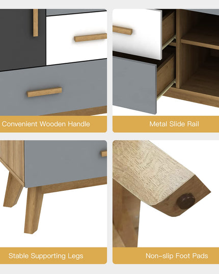 Free-Standing Storage Cabinet, Floor Cabinet with 2 Doors & 3 Drawers