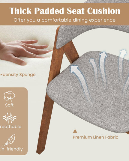 Giantex Wooden Dining Chairs, Modern Padded Kitchen Chairs w/Curved Backrest & Rubber Wood Frame