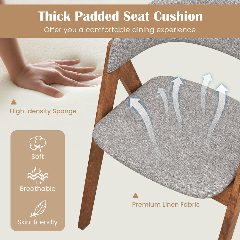 Giantex Wooden Dining Chairs, Modern Padded Kitchen Chairs w/Curved Backrest & Rubber Wood Frame