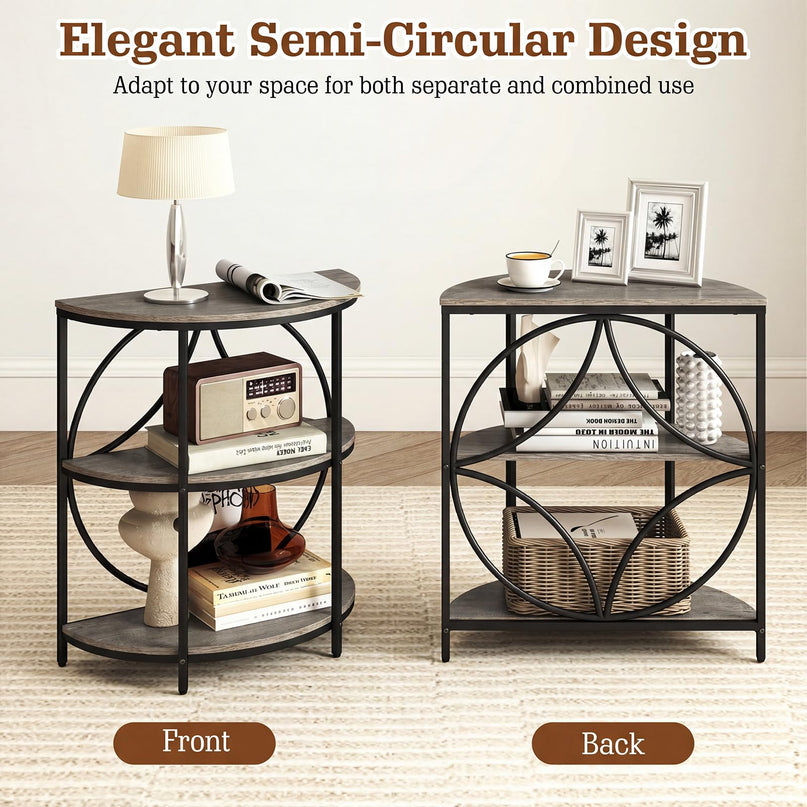 Giantex Lot de 1 ou 2 tables d'appoint demi-rondes étroites à 3 niveaux