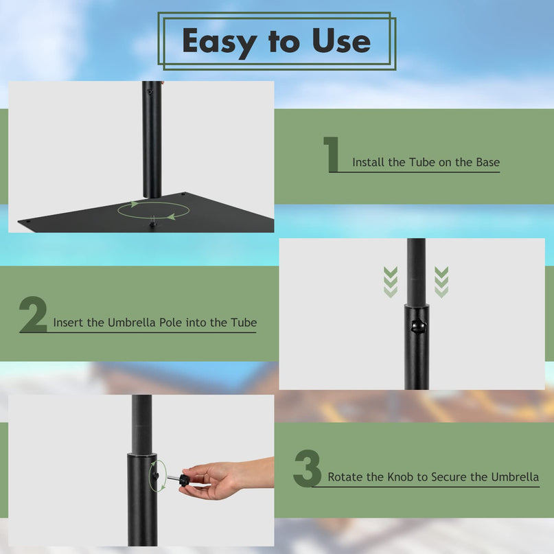 42lbs Patio Umbrella Base, Suitable for 1.6''-1.9'' Umbrella Poles