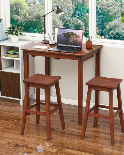 Giantex Bar Table and Chairs Set - 3-Piece Counter Height Dining Table Set with Hangable Bar Stools