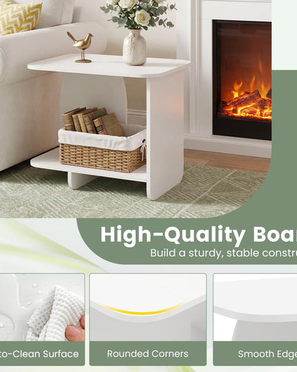 Giantex 2-Tier End Table with Open Storage Shelf