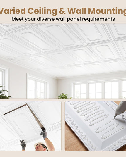 Giantex 48"x24" Decorative Ceiling Tiles with Raised Design