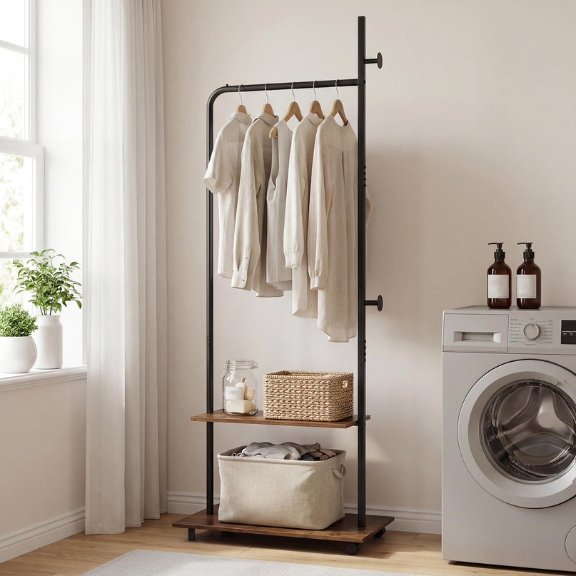 Giantex Clothes Rack with Wheels | 69" Freestanding Garment Rack with Hanging Rod