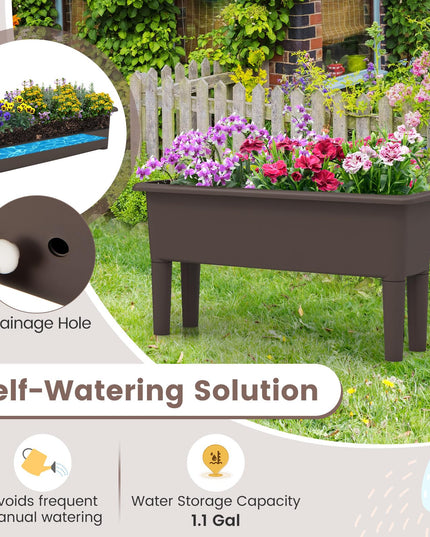 Giantex Raised Garden Beds Outdoor Set of 2, Self-Watering Planter Box with Detachable Legs & Drainage Hole