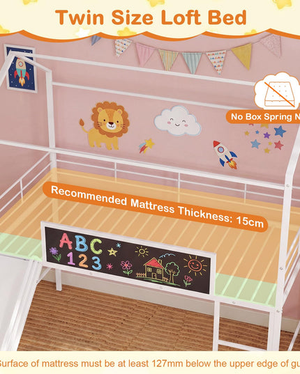 Giantex Twin Size House Loft Bed Low Loft Bedframe