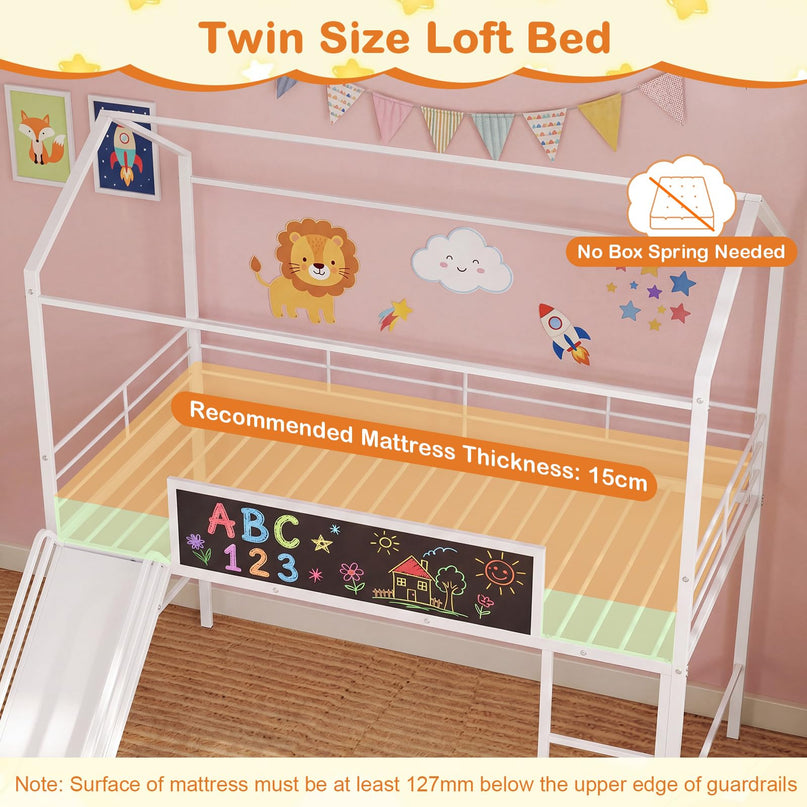 Giantex Twin Size House Loft Bed Low Loft Bedframe