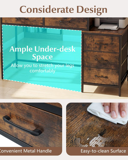Giantex Reversible Computer Desk with 5 Drawers