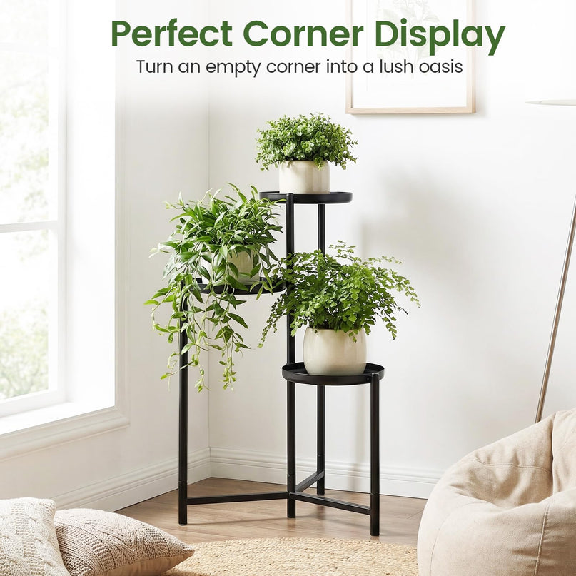 Giantex 3-Tier Metal Plant Stand Indoor Outdoor | Tall Corner Flower Pot Holder Display Rack