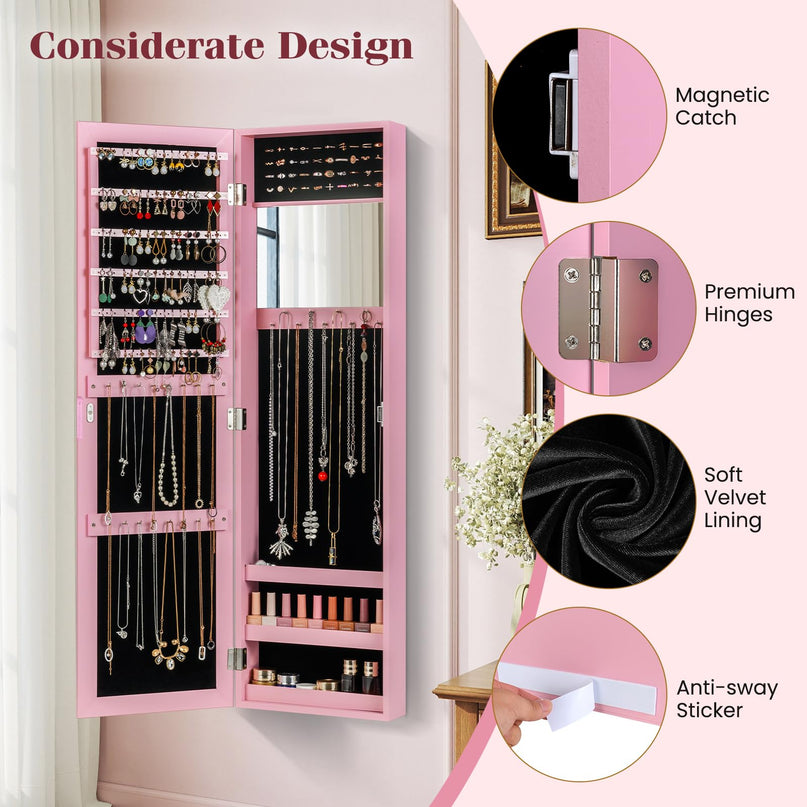 Giantex Wall Mounted Jewelry Cabinet with Full Length Mirror