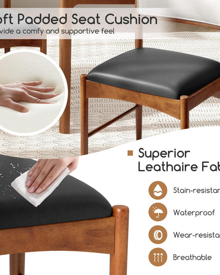 Giantex Wooden Dining Chairs, Upholstered Kitchen Chairs w/Rubber Wood Frame & Faux Leather Padded Seat