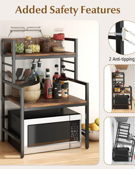 Giantex 3-Tier Microwave Stand, Space-Saving Microwave Oven Rack with 2 Open Shelves & Heavy-Duty Metal Frame