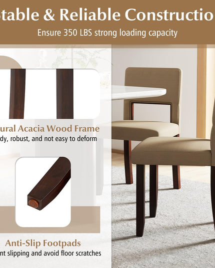 Giantex Wooden Dining Chairs Set of 2/4, Linen Fabric Upholstered Kitchen Chairs w/Rubber Wood Frame