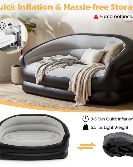 Giantex Inflatable Loveseat Couch | Portable & Foldable 2-Seater Air Sofa for Adults w/Armrests