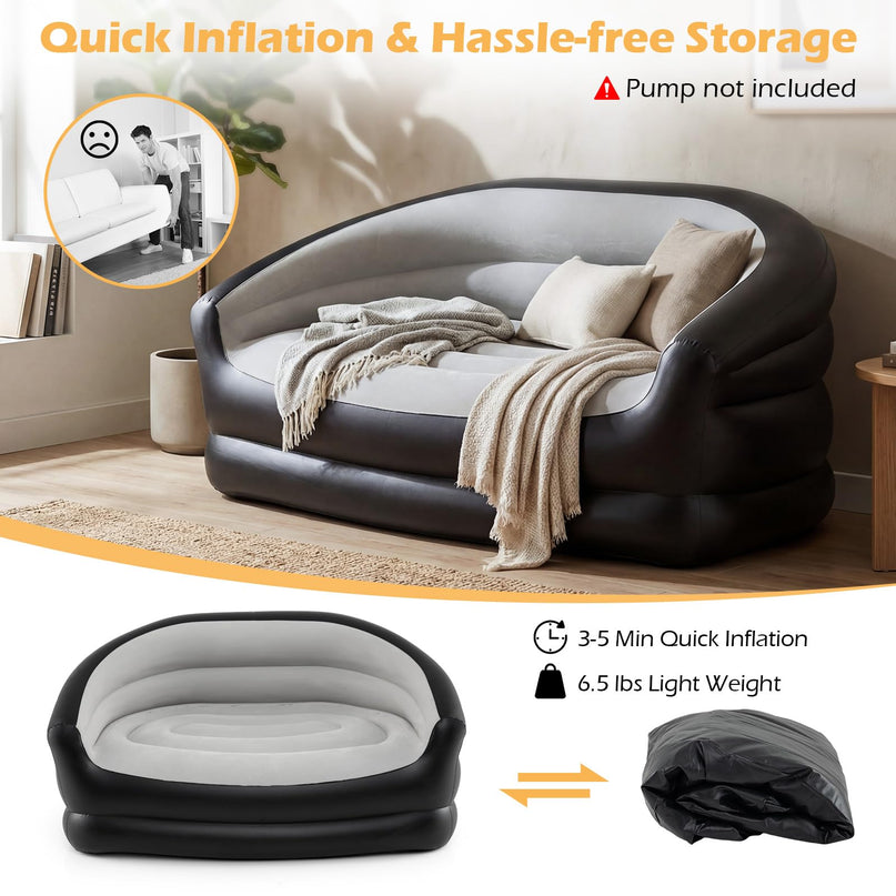 Giantex Inflatable Loveseat Couch | Portable & Foldable 2-Seater Air Sofa for Adults w/Armrests