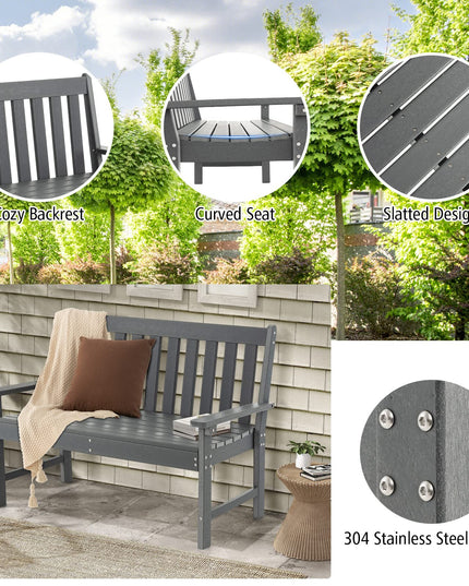 Giantex 52-Inch Outdoor Garden Bench - Outside Bench All-Weather HDPE Park Bench