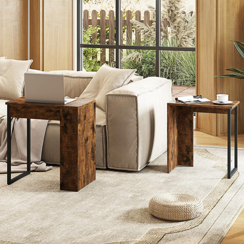 Giantex Nesting Coffee Table Set of 2 with Sturdy Metal Frames