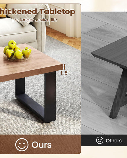 Giantex 47 Inch Industrial Wood Center Table with 1.8" Tabletop