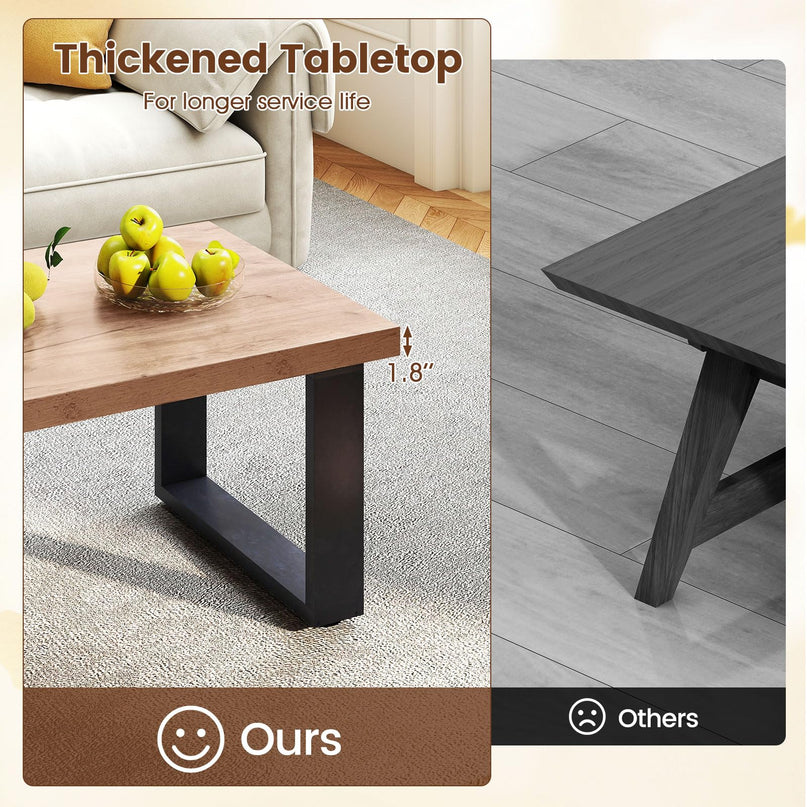 Giantex 47 Inch Industrial Wood Center Table with 1.8" Tabletop