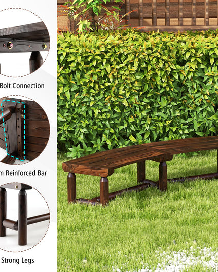 Giantex Wooden Outdoor Bench for 2-Person - Fire Pit Chair Bench