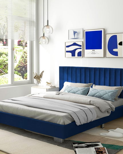 Giantex Upholstered Bed Frame, Full/Queen Size Modern Platform Bed