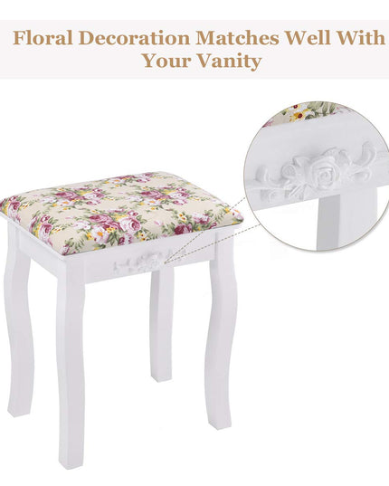 Vanity Stool Wood Dressing Padded Chair