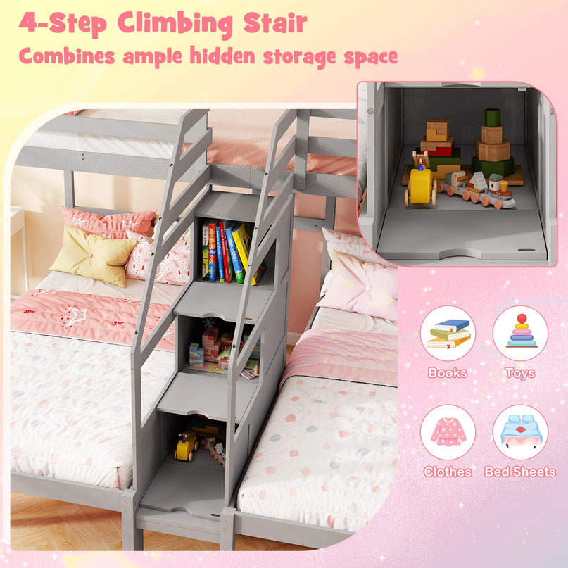 Giantex Twin Over Twin & Twin Bunk Bed for Kids Teens