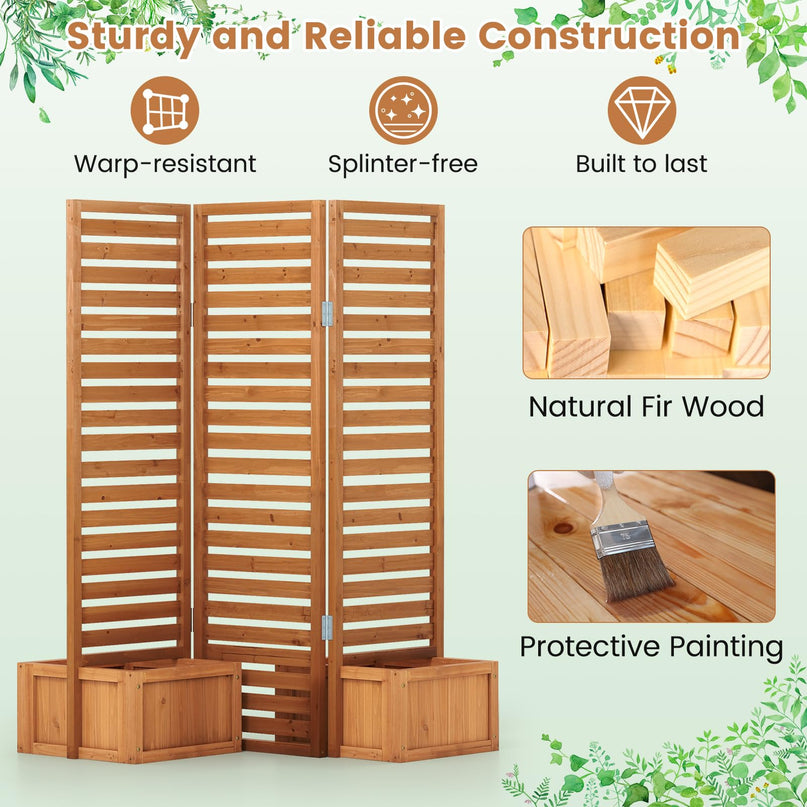 Giantex Outdoor Privacy Screen with Planter Box