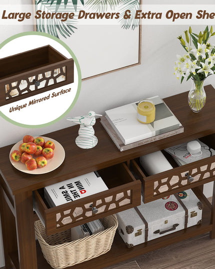 Giantex 2-Tier Console Table with Drawers