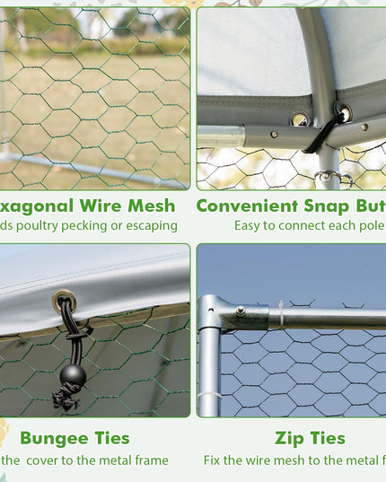 Giantex Large Metal Chicken Run - 13ft Hexagon Walk-in Chicken Coop